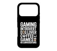 Custodia per iPhone 17 Pro Gaming Introvert Dog Lover Coffee Games Nessuna conversazione