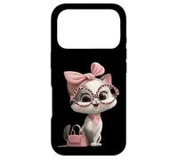 Custodia per iPhone 17 Pro Gattino Grigio Gatto Rosa Leopard Occhiali Glam Fashion Graphic