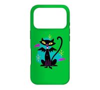 Custodia per iPhone 17 Pro Gatto nero vampiro retrò Atomic Age Mid-Century con ali di pipistrello
