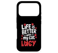 Custodia per iPhone 17 Pro Gatto Nome Lucy Life Is Better With My Cat Lucy