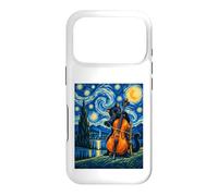 Custodia per iPhone 17 Pro Gatto notturno stellato che suona violoncello - Musica orchestra per violoncellista