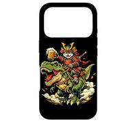 Custodia per iPhone 17 Pro Gatto samurai che cavalca la birra T Rex Beer, anime di gatti guerrieri giapponesi