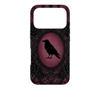 Custodia per iPhone 17 Pro Gothic Victorian Raven Damask Black Rose Dark Romance Horror