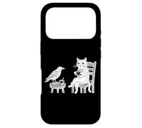 Custodia per iPhone 17 Pro Grafico circolare vintage con incisione di gatto corvo caffè tè amici