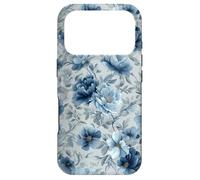 Custodia per iPhone 17 Pro Gray And Blue Flower Lover Cute Girly Navy Floral Nature