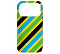 Custodia per iPhone 17 Pro Green Blue Yellow Black Diagonal Tanzania Pattern
