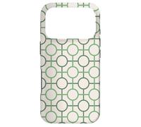 Custodia per iPhone 17 Pro Green Cream Circles Squares Connecting Lines Pattern