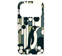 Custodia per iPhone 17 Pro Green Cream Retro Penguin Adventure In the Geometry Pattern