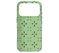 Custodia per iPhone 17 Pro Green Dark Olive Cross Leaves Geometric Fresh Pattern