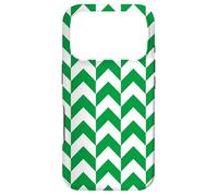 Custodia per iPhone 17 Pro Green White Herringbone Zigzag Nigeria Colors Pattern