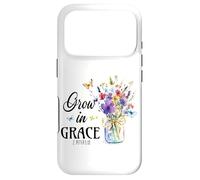 Custodia per iPhone 17 Pro Grow In Grace 2 Peter 3:18 Ispirazione floreale