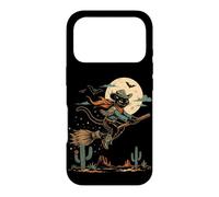 Custodia per iPhone 17 Pro Halloween strega gatto cowboy deserto luna scopa