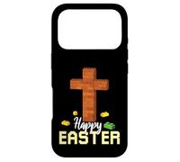 Custodia per iPhone 17 Pro Happy Easter Block Building Brick Builder Gesù Croce Fede