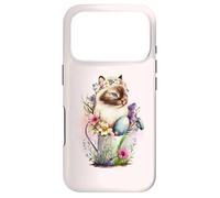 Custodia per iPhone 17 Pro Happy Easter Cat Easter Tea Cup Coffee Cat Siamese Floral