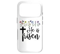 Custodia per iPhone 17 Pro He is Risen Easter Spring He has Risen Christian Jesus Cross