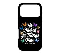 Custodia per iPhone 17 Pro He Makes All Things New Revelation Bibbia Verse Butterflies
