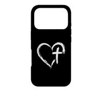 Custodia per iPhone 17 Pro Heart Cross Christian Faith Jesus Love Religious