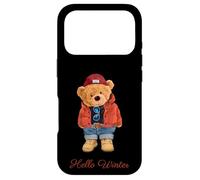 Custodia per iPhone 17 Pro Hello Winter Cool Teddy Bear Cartoon Graphic Designs Fun