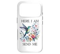 Custodia per iPhone 17 Pro Here I Am Send Me Isaiah 6:8 Bible Christian Hummingbird