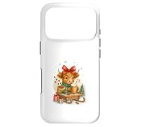 Custodia per iPhone 17 Pro Highland Cow Christmas Coffee Cocoa Sled Cute Watercolor