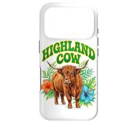 Custodia per iPhone 17 Pro Highland Cow Groovy Floreale Acquerello Boho Highland Cow