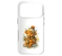 Custodia per iPhone 17 Pro Highland Cow Winter Watercolor On Sled With Hot Cocoa