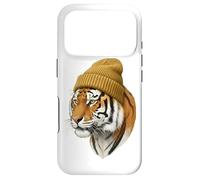 Custodia per iPhone 17 Pro Hipster Tigre in Giallo Beanie Animal Art
