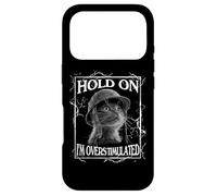 Custodia per iPhone 17 Pro Hold on I'm Overstimulated Funny Cat Dramatic Lightning Band