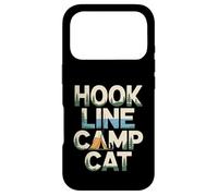 Custodia per iPhone 17 Pro Hook Line Camp Cat Funny Camping Pesca