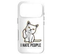 Custodia per iPhone 17 Pro I Hate People Sign,Funny Cat Giving the Finger Flipping Off