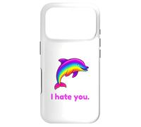 Custodia per iPhone 17 Pro I Hate You Rainbow Dolphin Divertente