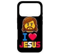 Custodia per iPhone 17 Pro I Love Jesus Master Builder Building Mattoni Blocchi Christian