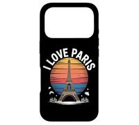 Custodia per iPhone 17 Pro I Love Paris, Torre Eiffel, stile tramonto