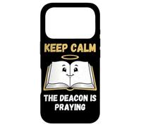Custodia per iPhone 17 Pro Il divertente diacono Keep Calm sta pregando, umorismo biblico cristiano