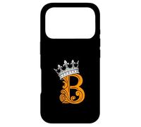 Custodia per iPhone 17 Pro Iniziale B di colore arancione + grafica arancione corona