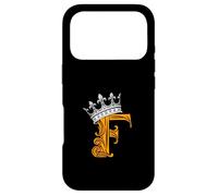 Custodia per iPhone 17 Pro Iniziale F di colore arancione + grafica arancione corona