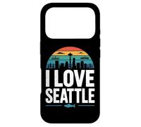 Custodia per iPhone 17 Pro io, amare, seattle, retro, skyline città