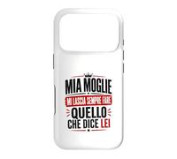 Custodia per iPhone 17 Pro Ironica per marito agli ordini della moglie. Stampa nera