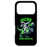 Custodia per iPhone 17 Pro Jacob Crushin' It Since Day One Astronauta Dinosaur Cartoon
