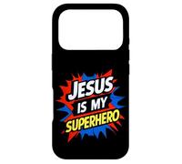 Custodia per iPhone 17 Pro Jesus Is My Superhero Christian God Religious Comic Kids Boy