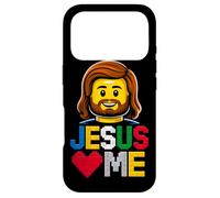 Custodia per iPhone 17 Pro Jesus Loves Me Builder Costruire Mattoni Blocchi Dio Cristiano