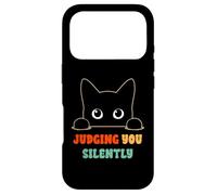 Custodia per iPhone 17 Pro Judging You Silently Funny Saying Black Cat Lover Sarcastico