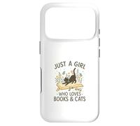 Custodia per iPhone 17 Pro Just a Girl Who Loves Books and Cats Pastel Reading Cat