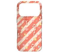 Custodia per iPhone 17 Pro Kawaii Coquette Candy Cane Natale Pattern Pastello Cuori Stelle