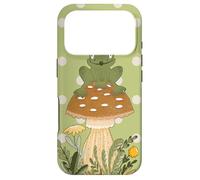 Custodia per iPhone 17 Pro Kawaii Frog Sitting On Mushroom Cute Aesthetic Pattern