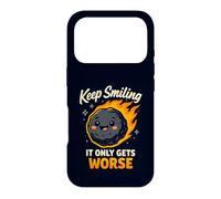 Custodia per iPhone 17 Pro Keep Smiling It Only Gets Worse Funny Meteor Citazione