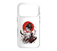 Custodia per iPhone 17 Pro Kitsune Maschera Sakura Kimono Donna Inchiostro Giapponese Ritratto Art