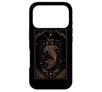 Custodia per iPhone 17 Pro Koi Fish Tarot Card With Clouds And Stars Line Art