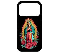 Custodia per iPhone 17 Pro La Virgen di Guadalupe con Rose e Aura Dorata