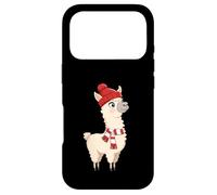 Custodia per iPhone 17 Pro Lama invernale cappello rosso e sciarpa - Design con nev